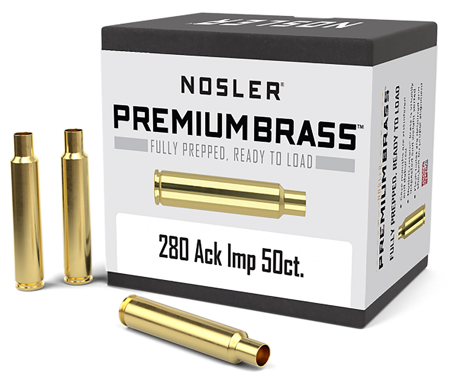 Nosler Premium Brass 280 Ackley Improved Unprimed Rifle Cases 10175 50/Box