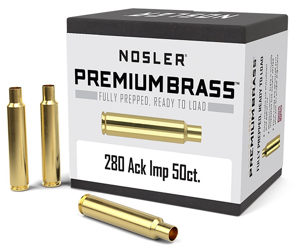 Nosler Premium Brass 280 Ackley Improved Unprimed Rifle Cases 10175 50/Box