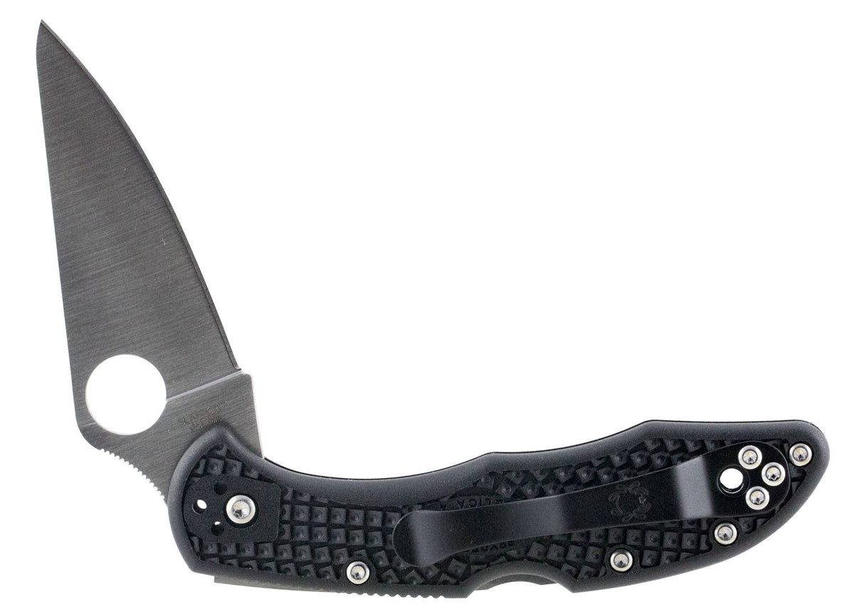 Spyderco Delica C11FPBK 2.875" Plain Edge VG-10 Flat Ground Blade Black Fiberglass Reinforced Nylon Handle