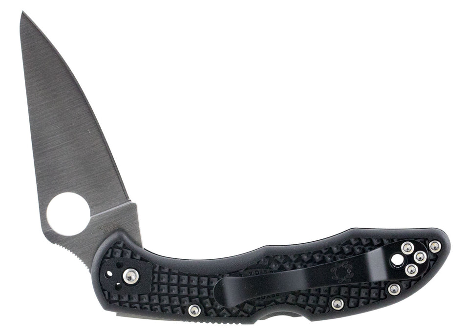 Spyderco Delica C11FPBK 2.875" Plain Edge VG-10 Flat Ground Blade Black Fiberglass Reinforced Nylon Handle