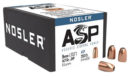 Nosler Assured Stopping Power 9mm 147 Grain Jacketed Hollow Point Bullets 250/Box