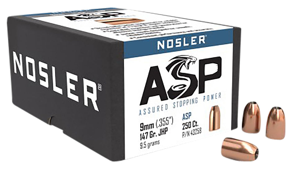 Nosler Assured Stopping Power 9mm 147 Grain Jacketed Hollow Point Bullets 250/Box