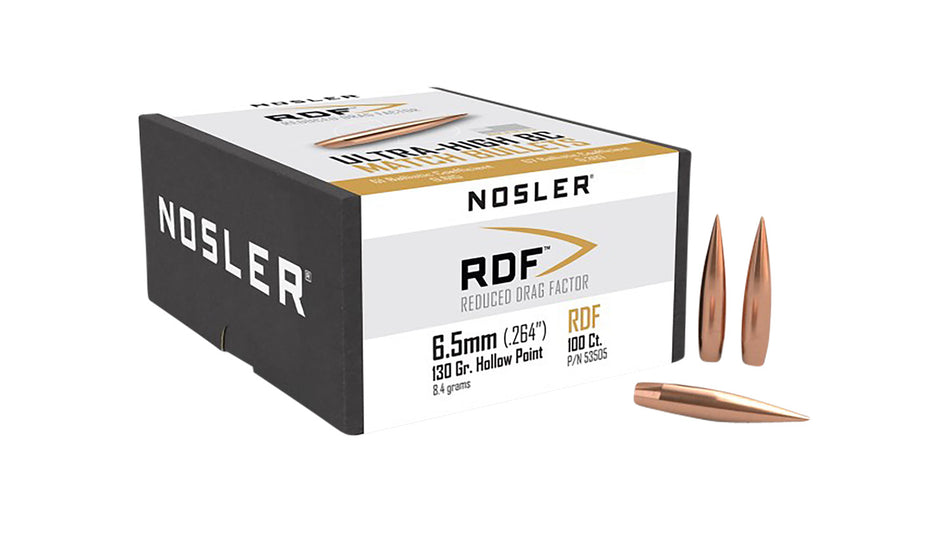 Nosler RDF Match 6.5 Creedmoor 130gr Boat Tail Hollow Point Bullets 100/Box