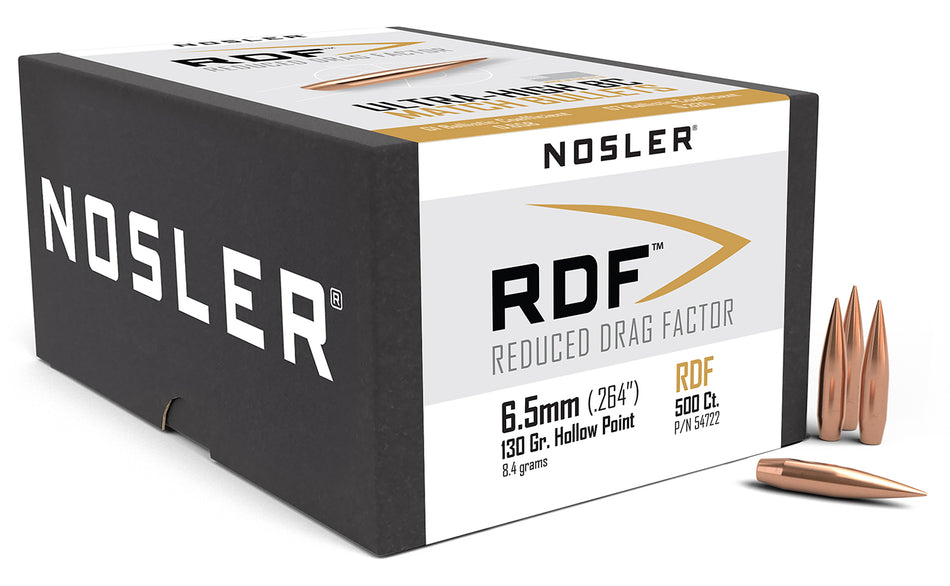 Nosler RDF Match 6.5 Creedmoor 130gr Boat Tail Hollow Point Bulk Pack 500/Box