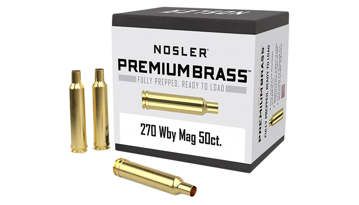 Nosler 10147 Custom Unprimed Cases 270 Wthby Mag Rifle Brass 50/Box
