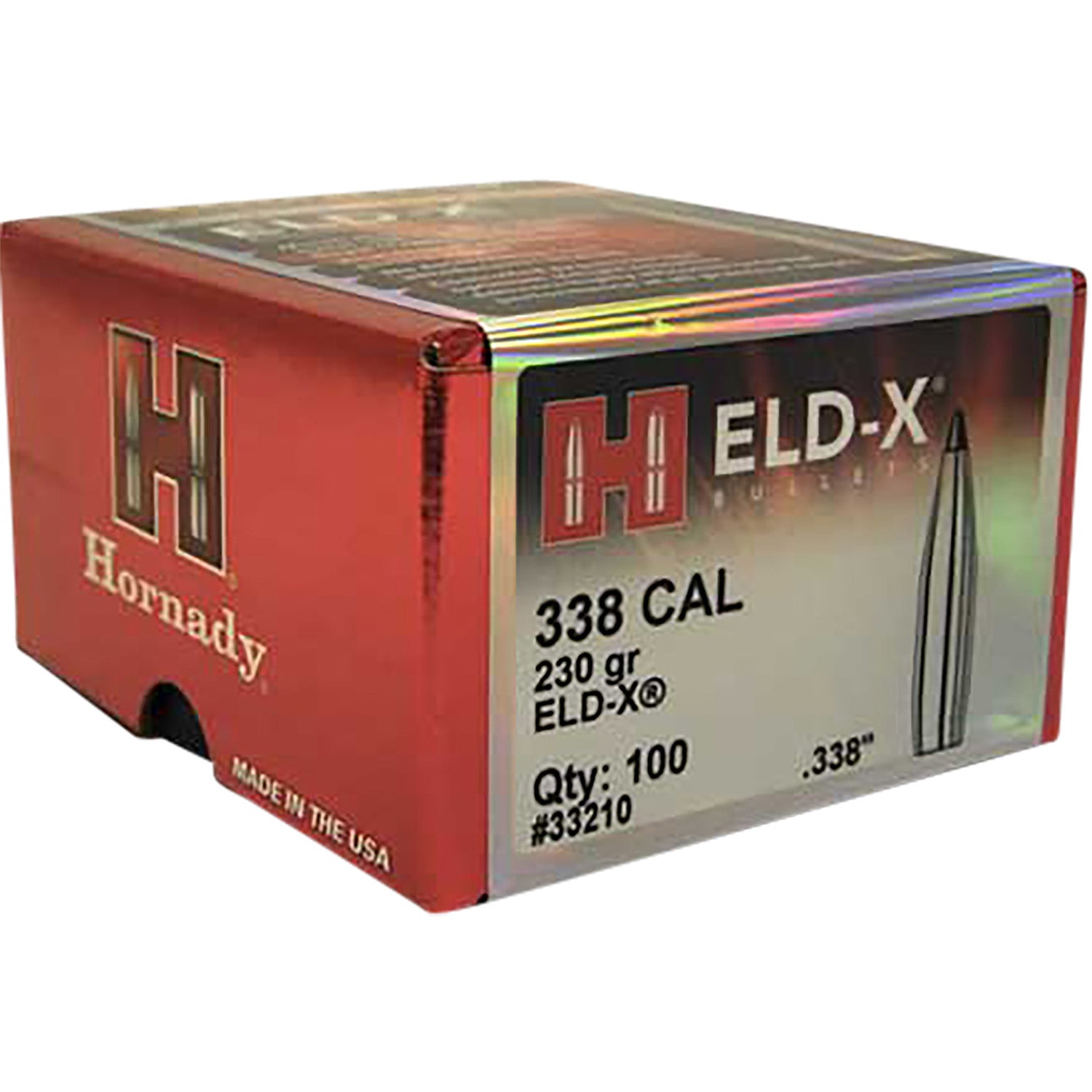 Hornady ELD-X .338 230gr Boat Tail Controlled Expansion Hunting Bullets Box of 100