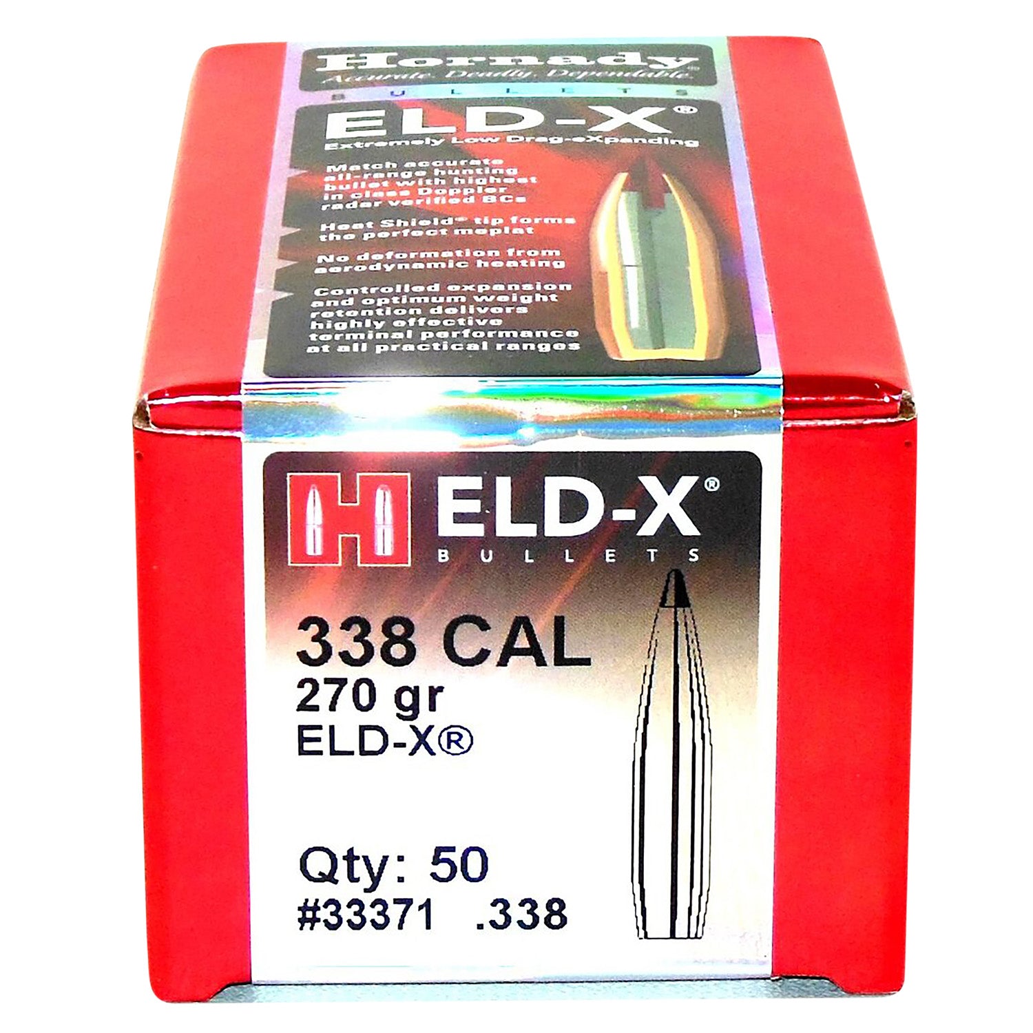 Hornady ELD-X .338 270gr Boat Tail Controlled Expansion Hunting Bullets Box of 50