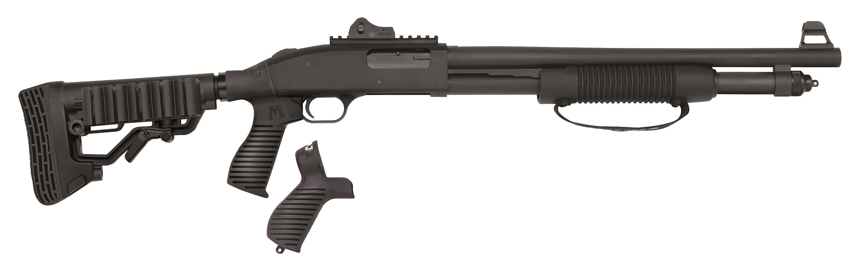 Mossberg 50696 590 Tactical SPX 12 Gauge 3" 6+1 18.50" Cylinder Bore Barrel Matte Blued Rec Black FLEX 6 Position Stock Includes FLEX Pistol Grip & FO, Ghost Ring Sights