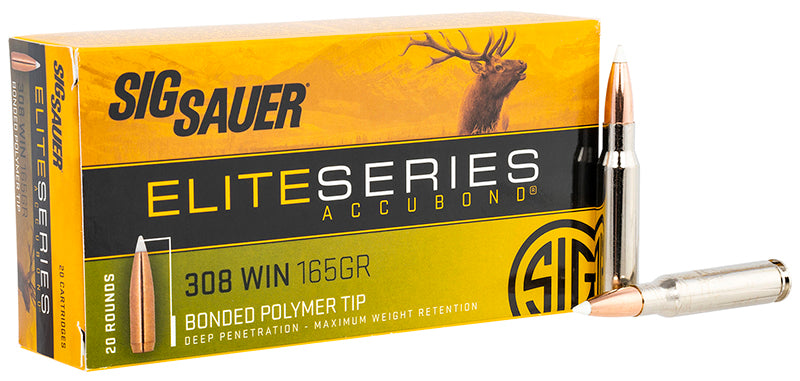Sig Sauer .308 Win / 7.62x51mm E308AB16520 Elite Hunting Nosler AccuBond 165 Grain
