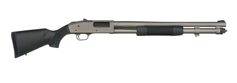 Mossberg 590A1 NFA Pro 12 Gauge, 3", 5+1, 20" Tungsten Gray Cerakote Barrel, Drilled & Tapped Receiver, Black Synthetic Stock