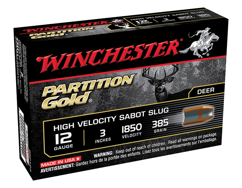 Winchester 12 Gauge Shotgun Shells PARTITION GOLD High Velocity Hunting Slug 7/8 oz 3 in