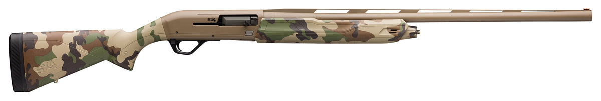 Winchester SX4 Hybrid Hunter 12 Gauge 26" Shotgun - FDE Cerakote/Woodland Camo, 3.5" Chamber, 4+1 Capacity