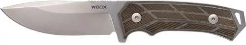 WOOX Rock62 Stonewashed Grey Fixed Blade Knife with Micarta Checkered Grip