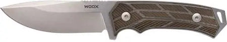 WOOX Rock62 Stonewashed Grey Fixed Blade Knife with Micarta Checkered Grip