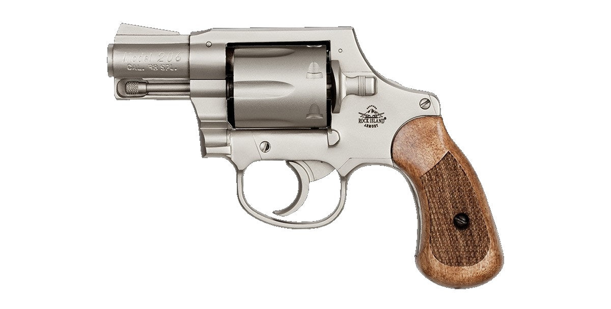 Rock Island M206 Small Frame .38 Special Revolver, 6-Shot, 2" Matte Nickel Barrel