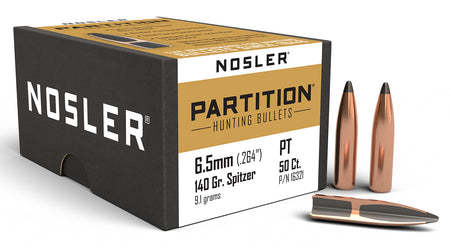 Nosler Partition 6.5 Creedmoor 140 Grain Spitzer Rifle Bullets 50/Box