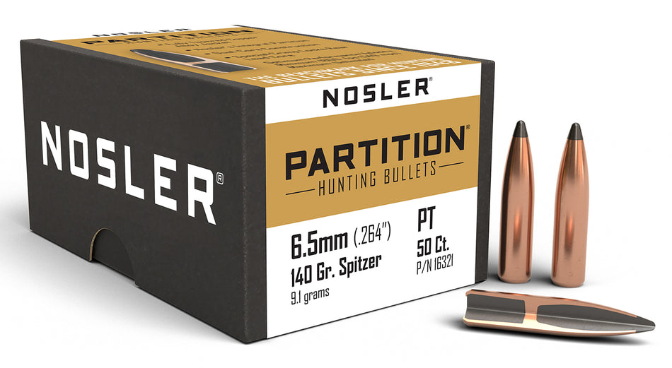 Nosler Partition 6.5 Creedmoor 140 Grain Spitzer Rifle Bullets 50/Box