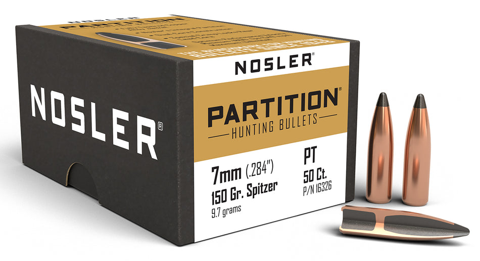 Nosler Partition 7mm 150 Grain Spitzer Rifle Hunting Bullets 50/Box