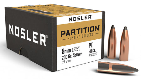 Nosler 8mm 200 Grain Partition Spitzer Hunting Bullets 50/Box