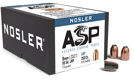Nosler ASP 9mm 115 Grain Jacketed Hollow Point Handgun Bullets 250/Box