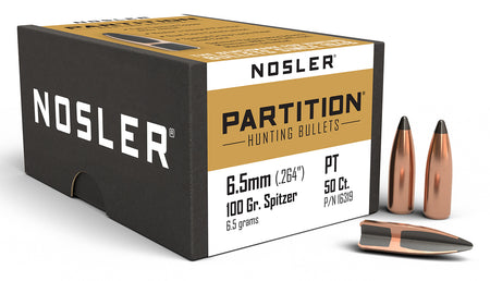 Nosler 6.5 Creedmoor 100gr Partition Spitzer Hunting Bullets 50/Box