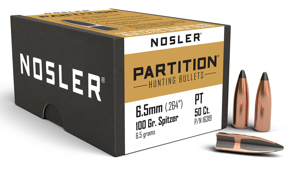 Nosler 6.5 Creedmoor 100gr Partition Spitzer Hunting Bullets 50/Box