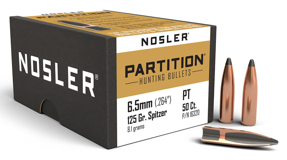 Nosler 6.5 Creedmoor 125gr Partition Spitzer Hunting Bullets 50/Box