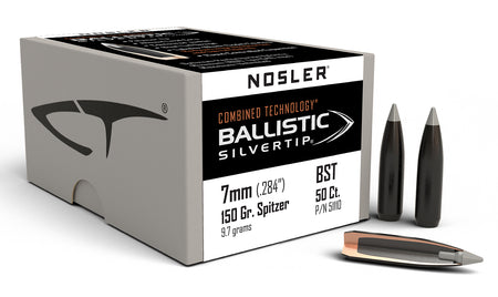 Nosler 7mm 150gr Ballistic Silvertip Spitzer Point Reloading Bullets 50/Box
