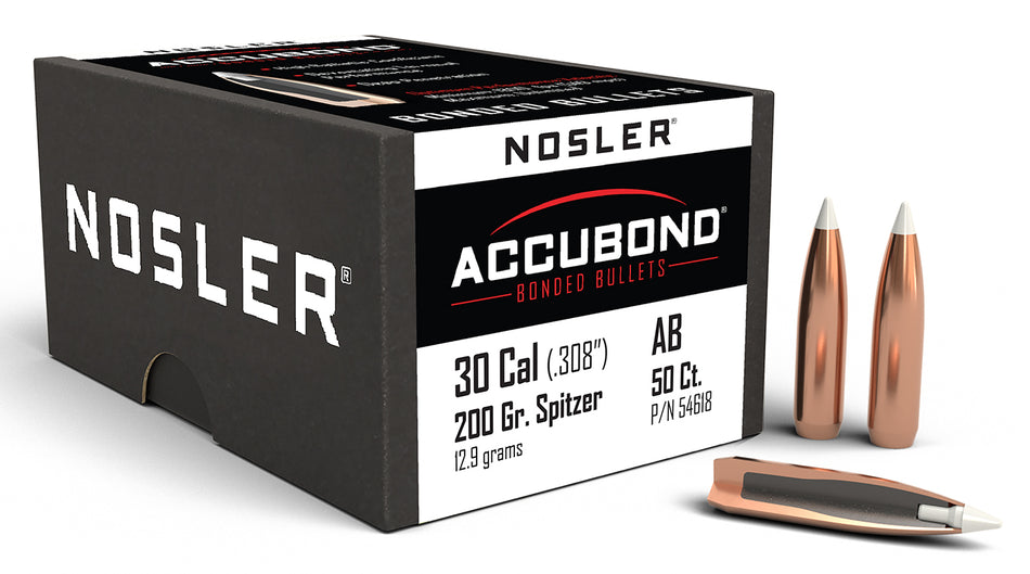 Nosler 200gr AccuBond 30 Caliber Spitzer Point Bullet 50-Pack