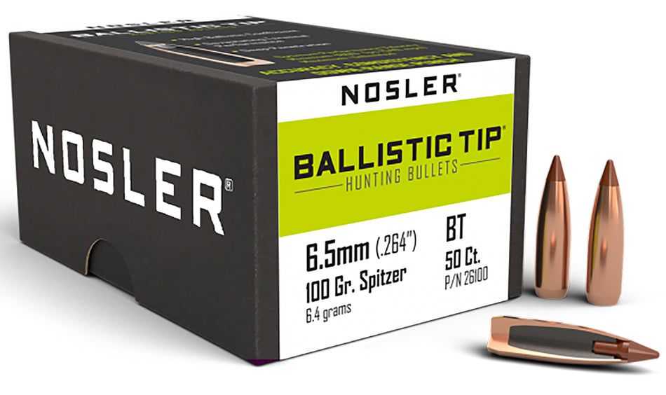 Nosler 100gr Ballistic Tip 6.5 Creedmoor Spitzer Point Bullet 50-Pack