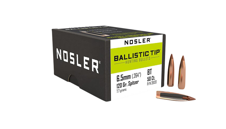 Nosler 120gr Ballistic Tip 6.5mm Spitzer Point Bullet 50-Pack