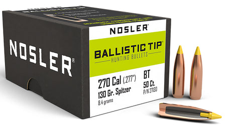 Nosler 130gr Ballistic Tip 270 Caliber Spitzer Point Bullet 50-Pack