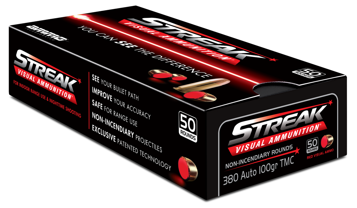 Ammo Inc .380 ACP/Auto 380100TMCSTRKRED50 Streak Visual (RED) Total Metal Case TMC 100 Grain
