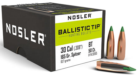 Nosler 165gr Ballistic Tip 30 Caliber Spitzer Point Bullet 50-Pack