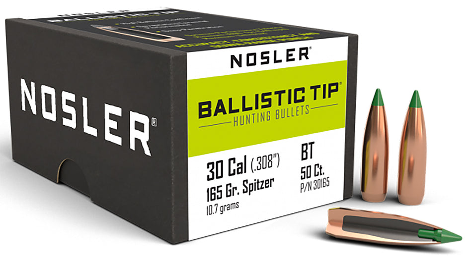 Nosler 165gr Ballistic Tip 30 Caliber Spitzer Point Bullet 50-Pack