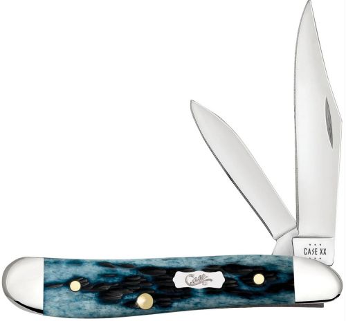 Case Pocket Worn Mediterranean Blue Bone Peanut Knife