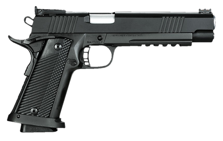 Rock Island 52000 Pro Ultra Match HC 10mm Auto Caliber with 6" Barrel, 16+1 Capacity, Overall Black Parkerized Finish Steel, Picatinny Rail/Beavertail Frame, Serrated Slide & Black G10 Grip