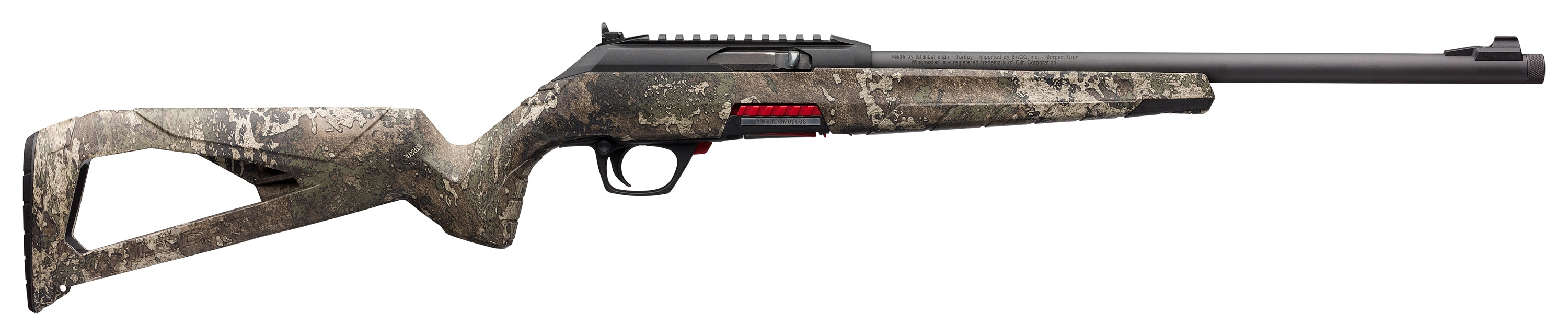 Winchester Repeating Arms 521111102 Wildcat SR Full Size 22 LR 10+1 16.50" Matte Blued Threaded Sporter Barrel, Picatinny Rail Matte Black Polymer Receiver, TrueTimber Strata Skeletonized Synthetic St