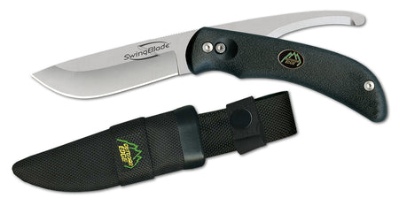 Outdoor Edge SwingBlade Folding Hunting Knife 3.60"/3.20" Skinning/Gutting AUS8 Stainless Blade Black TPR Handle