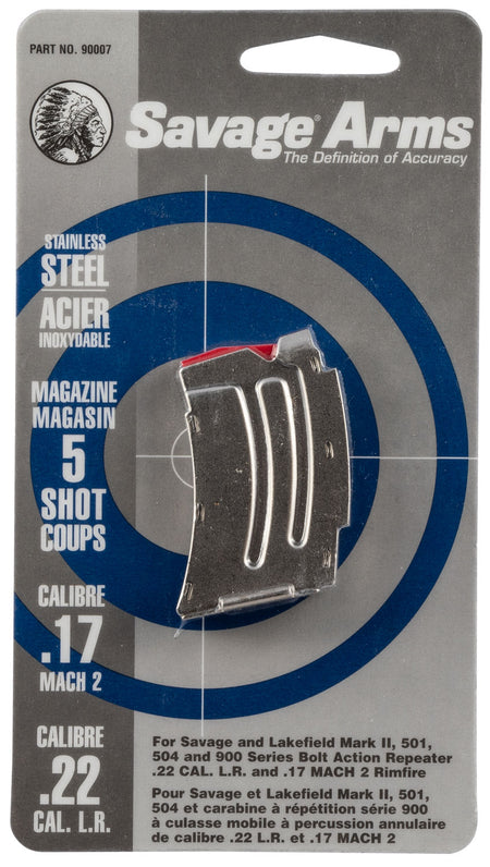 Savage Arms 90007 Replacement 5rd Magazine 22 LR/17 HM2 for Savage MK II Stainless