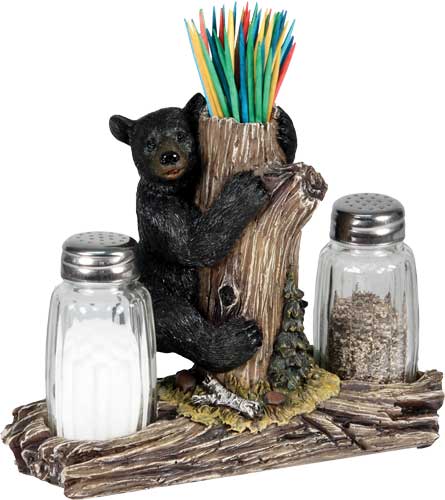 Rivers Edge Bear Themed Salt, Pepper & Toothpick Holder