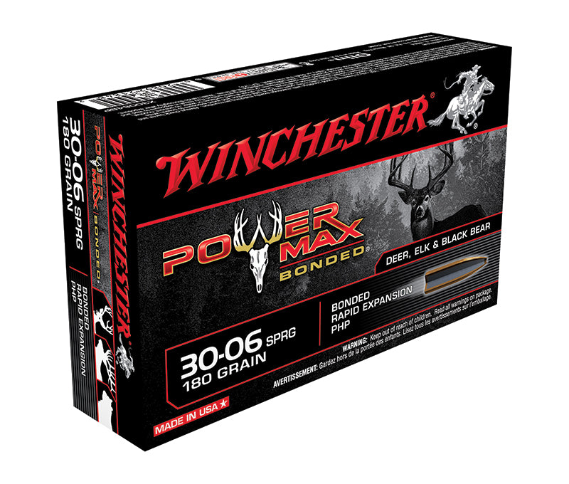 Winchester .30-06 Springfield Rifle Ammo Power Max Bonded Bonded Rapid Expansion Protected Hollow Point BHP 180 grain 