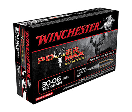 Winchester .30-06 Springfield Rifle Ammo Power Max Bonded Bonded Rapid Expansion Protected Hollow Point BHP 180 grain 
