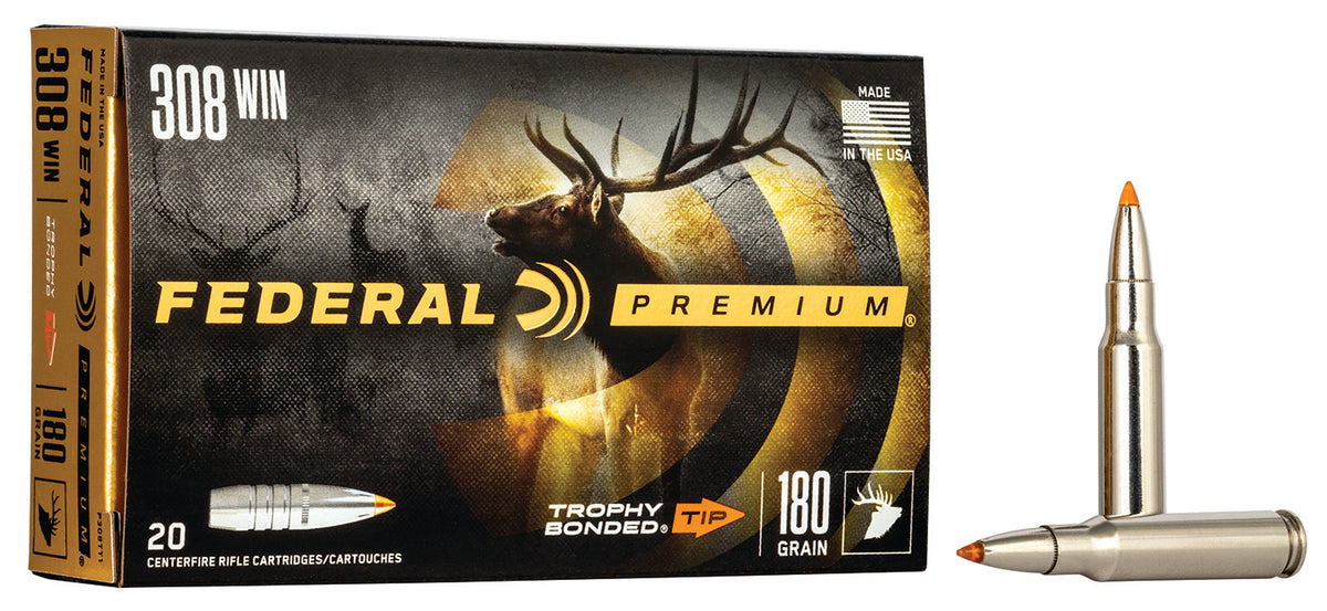 Federal .308 Win / 7.62x51mm P308TT1 Premium Trophy Bonded Tip 180 Grain