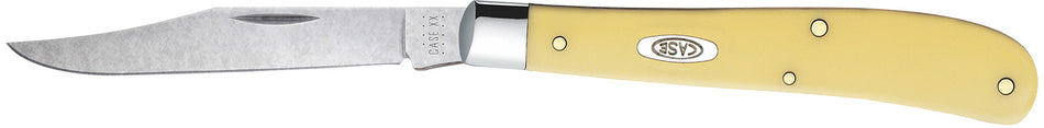 Case Slimline Trapper Folding Pocket Knife 3.25" Clip Point Tumble Polish Chrome Vanadium Yellow Synthetic