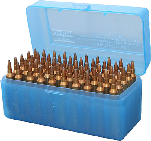 MTM Case-Gard RLLD5024 50rd Multi-Caliber Clear Blue Polypropylene Rifle Ammo Box