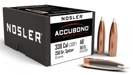 Nosler AccuBond .338 Caliber 250 Grain Polymer Tip Spitzer Bullets 50/Box