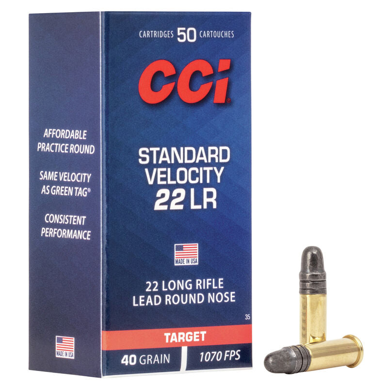 CCI .22 Long Rifle Rimefire Ammo Standard Velocity Lead Round Nose Solid 40 grain 