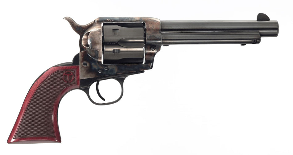 Taylors & Company 550813DE Smoke Wagon Uberti .45 Colt 6-Shot Revolver - 5.50" Blued Round Barrel & Cylinder, Color Case Hardened Frame, Checkered Walnut Navy Grip, Exposed Hammer
