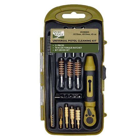 Sport Ridge Universal Pistol Cleaning Kit 23PC Ratchet Handle Multi-Caliber
